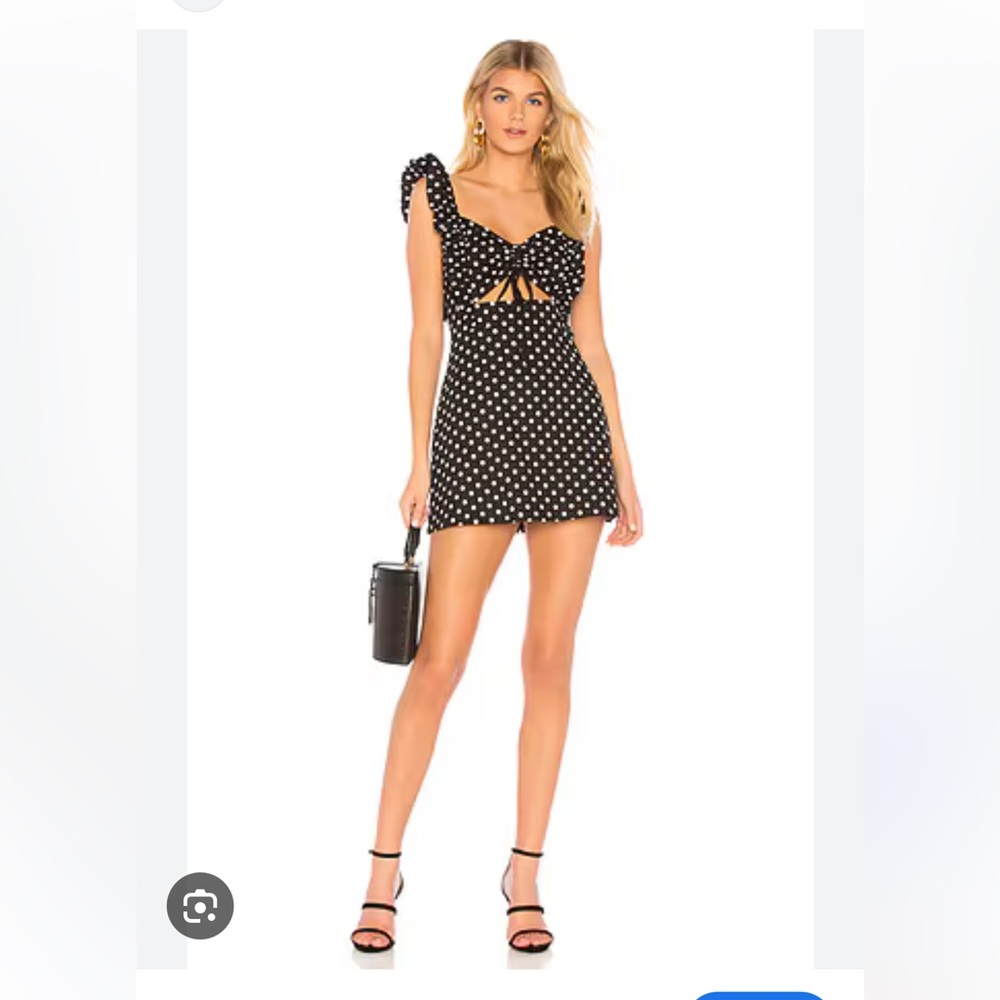 MAJORELLE Evie Black Mini Dress with White Polka Dots